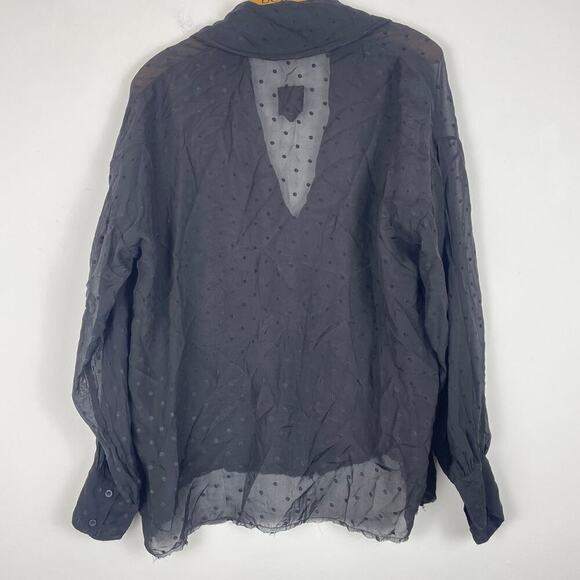 RTA Women’s black long sleeve polka dot blouse sheer size Small - Picture 8 of 9